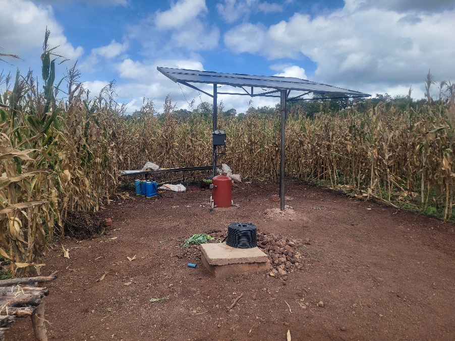 Solar-powered irrigation infrastructure in a smallholder agriculture field
